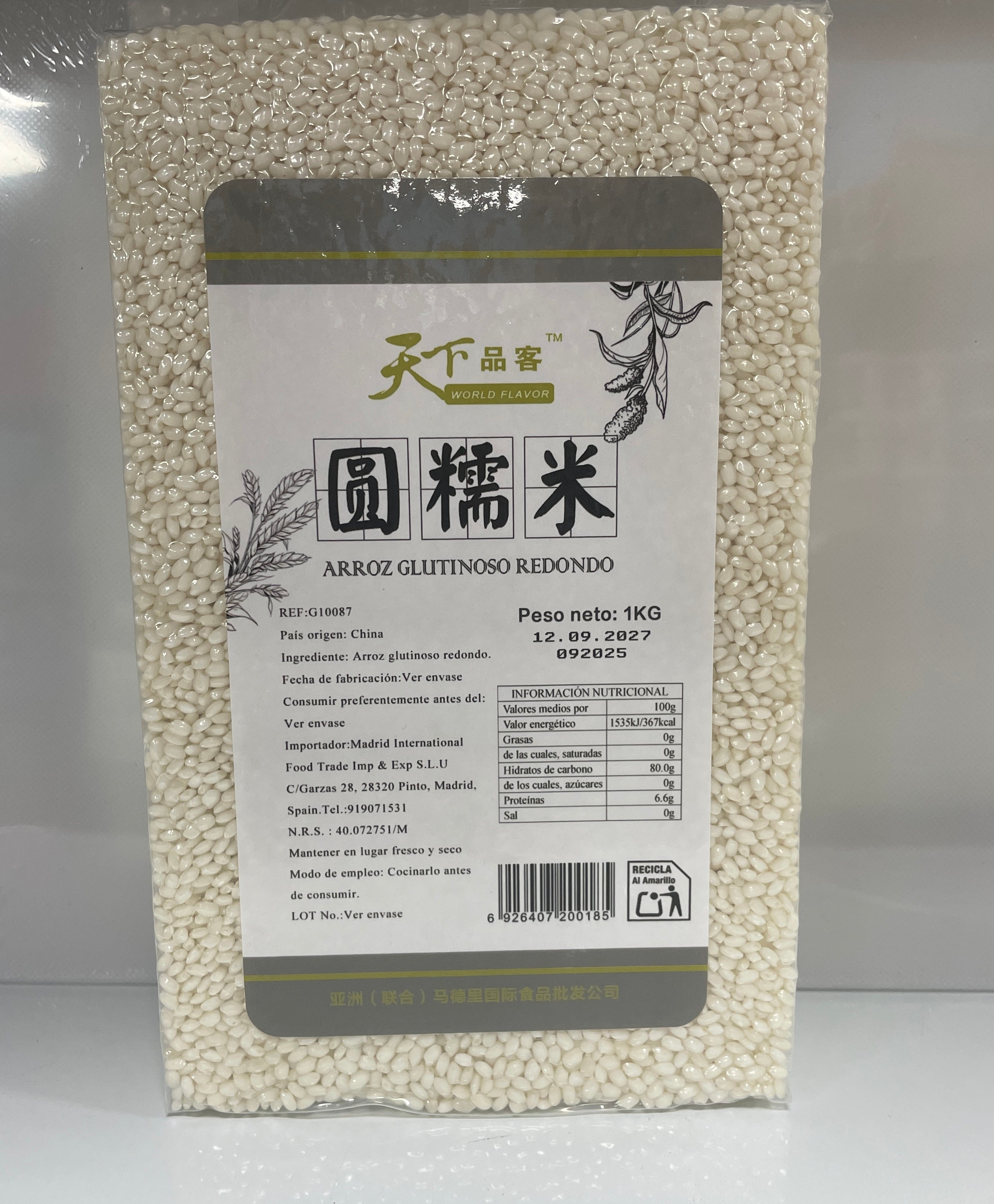 ARROZ GLUTINOSO REDONDO 1KG
