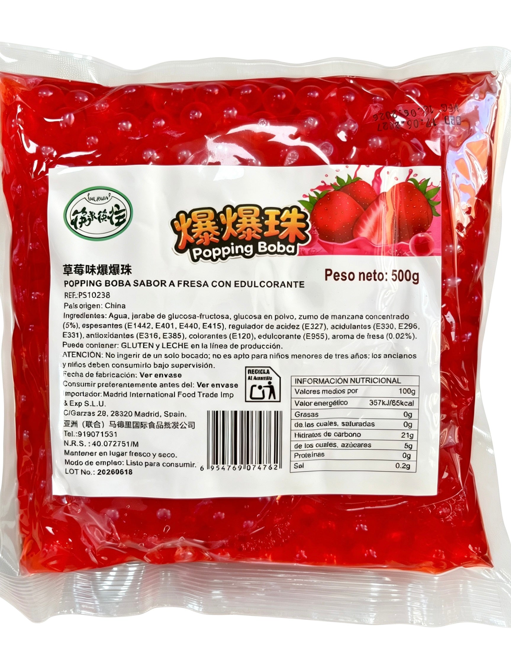 POPPING BOBA SABOR FRESA 500G