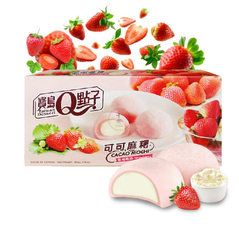 Mini Mochi Sabor a Fresa 8u 80g (BaodaoQdianzi)