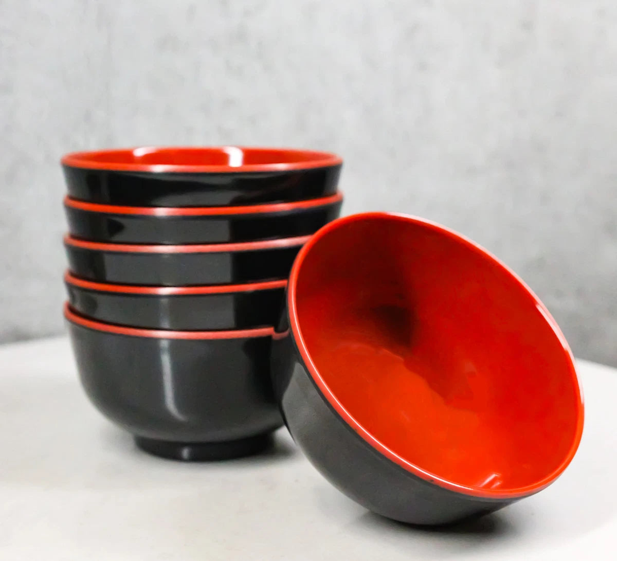CUENCO RAMEN MELAMICA ROJO NEGRO 7PULGADAS 16.5CM